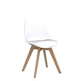 Baroni Home Sedia da Pranzo o Ufficio con Gambe in Legno, Sedia Ergonomica con Cuscino Integrato 57X48X79 cm (4, Bianco)