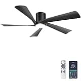 Ohniyou 132 cm Ventilatore da Soffitto con Luce, Telecomando e Controllo APP, Ventilatori da Soffitto per Esterni, Motore DC Silenzioso, Luce Regolabile, Reversibile per Camera da Letto, Soggiorno
