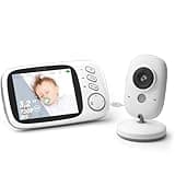 GHB Baby Monitor Video 3.2'' 1000mAh Batteria Videocamera con Sensore di Temperatura e VOX 8 Ninne Nanne Interfono a Due Voci da Attivazione Vocale