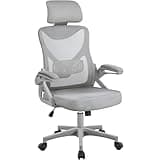 Yaheetech Sedia Ufficio Ergonomica con Braccioli Poggiatesta Regolabile Schienale Alto Funzione Dondolo Poltrona Scrivania Girevole in Rete Traspirante con Supporto Lombare Grigio Intero
