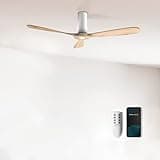 Cecotec Ventilatore da soffitto con telecomando e Wifi EnergySilence Aero 5500 White Aqua Connected. 40 W, diametro 52", 3 pale, Adatto per uso esterno, modalità winter-summer, timer