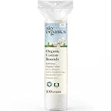 Sky Organics Organic Cotton Rounds for Sensitive Skin, 100% Pure GOTS Certified Organic for Beauty & Personal Care, 100 ct.