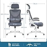 Yaheetech Sedia Ufficio Ergonomica con Braccioli Poggiatesta Regolabile Schienale Alto Funzione Dondolo Poltrona Scrivania Girevole in Rete Traspirante con Supporto Lombare Nera/Grigia