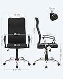 SONGMICS Sedia da Ufficio, Sedia da Scrivania Ergonomica, Girevole, Seduta Imbottito, Regolabile in Altezza e Inclinabile, Portata di 120 kg, Nero OBN034B01