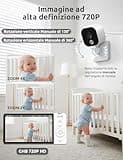 GHB Baby Monitor Video e Audio 5" 720P HD Telecamera Bambini con Schermo IPS 5000mAh VOX Visione Notturna Rilevamento della Temperatura
