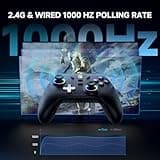 Controller per PC/ Switch, con Base di Ricarica, 1000Hz Polling Rate, Hall Joystick, 3 Modalità - 2.4GHz/BT/Cavo, Batteria 800mAh, Turbo, Vibrazione, Controller Gaming per PC/NS/Switch 2/iOS/Android