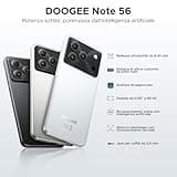 DOOGEE Note 56 Smartphone Android 16, 6150 mAh, 8.45 mm Ultrasottile, 6.56" HD + 90 Hz IPS, 24 GB + 64 GB/2 TB TF, 4G Telefono Cellular offerta Smartphone, Dual SIM/Octa Core/OTG/Face ID/GPS, Bianco