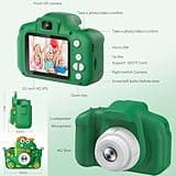 Macchina Fotografica Bambini Dinosauro, 2" 1080P Fotocamera Bambini, HD Selfie Fotocamera Per Bambini 32G, Regalo per bambino e bambina 3 4 5 6 7 8 9 10 11 12 Anni, Regali Giocattolo (Verde)