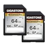 GIGASTONE Scheda di Memoria SDXC 64 GB, Set da 2, 4K Camera Pro, Velocità 100 MB/s per Fotocamera Canon Nikon Sony Panasonic, A1 V30 U3 UHS-I Classe 10 per 4K UHD Video, con 2 mini custodie