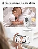 GHB Baby Monitor Video e Audio 3.5'' 720HD Telecamera, 2000mAh Batteria, Comunicazione Bidirezionale,VOX Visione Notturna Visione Monitoraggio Temperatura,Ninne Nanne