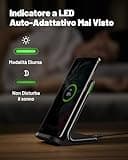 Caricatore Wireless, INIU 15W Certificato Qi Ricarica Rapida Wireless Phone Charger Holder Wireless Luce adattiv Supporto Telefono per iPhone 16 15 14 13 12 11 Pro Max Samsung Galaxy Google Pixel