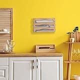 Relaxdays Taglia Pellicola da Cucina, Dispenser a Muro Porta Carta Forno e Stagnola, 23,5 x 39 x 9 cm, bambù, Naturale