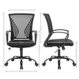 SONGMICS OBN22BK OBN22BK-Sedia da Ufficio, Girevole, Regolabile in Altezza, Funzione di Inclinazione Libera, Seduta e Schienale in Rete Respirante, Max Portata di 120 kg, Nero, Nylon, OneSize