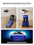 SweetLink F2 Plus Telefono Cellulare per Anziani, Flip Cellulare Anziani con Tasti Grandi, Contatti con Immagini, Base di Ricarica, Volume Alto, Funzione SOS, Doppia SIM,Pantalla 2.4", Blu