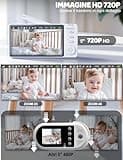 OBVHNUA Baby Monitor Video e Audio, Babyphone con Fotocamera da 5 Pollici 720P HD 2 x 4 x Zoom Digitale, Due Vie, Audio VOX, Visione Notturna, Monitoraggio della Temperatura