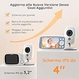 BOIFUN Baby Monitor, Videocamera Neonati Schermo da 4 '', 2000mAh Batteria Ricaricabile, VOX Rilevamento Del Suono, Rilevazione della temperatura e dell'umidità, Visione Notturna, Supporto Ninne Nanne