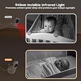 BOIFUN Baby Monitor, Videocamera Neonati Schermo da 4 '', 2000mAh Batteria Ricaricabile, VOX Rilevamento Del Suono, Rilevazione della temperatura e dell'umidità, Visione Notturna, Supporto Ninne Nanne