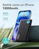 INIU Power Bank, 10000mAh Ultra Sottile & Leggero Ricarica Rapida Powerbank, Caricatore Portatile Porta per iPhone 16 15 14 13 12 Pro Max Mini Plus Samsung Huawei iPad Pro etc