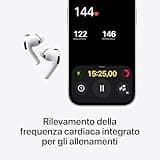 Apple AirPods Pro 3, Cancellazione attiva del rumore, Rilevamento della frequenza cardiaca, Cuffie Bluetooth, Audio spaziale, Suono ad alta fedeltà, Ricarica USB-C​​​​​​​