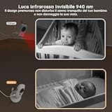 BOIFUN Baby Monitor, Videocamera Neonati Schermo da 4 '', 2000mAh Batteria Ricaricabile, VOX Rilevamento Del Suono, Rilevazione della temperatura e dell'umidità, Visione Notturna, Supporto Ninne Nanne