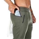 Yageshark - Pantaloni da jogging da uomo, in cotone, per fitness, slim fit, per il tempo libero, verde, L/sottile
