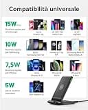 Caricatore Wireless, INIU 15W Certificato Qi Ricarica Rapida Wireless Phone Charger Holder Wireless Luce adattiv Supporto Telefono per iPhone 16 15 14 13 12 11 Pro Max Samsung Galaxy Google Pixel