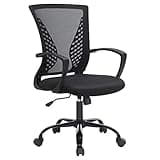 SONGMICS OBN22BK OBN22BK-Sedia da Ufficio, Girevole, Regolabile in Altezza, Funzione di Inclinazione Libera, Seduta e Schienale in Rete Respirante, Max Portata di 120 kg, Nero, Nylon, OneSize