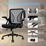 Milacyee Sedia da Ufficio con Supporto Lombare, Sedia Ufficio Ergonomica con Braccioli Regolabili in Rete Traspirante, Altezza Regolabile con 360°Ruote Girevoli, Nero