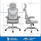 Yaheetech Sedia Ufficio Ergonomica con Braccioli Poggiatesta Regolabile Schienale Alto Funzione Dondolo Poltrona Scrivania Girevole in Rete Traspirante con Supporto Lombare Grigio Intero