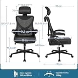 Yaheetech Sedia Ufficio Ergonomica con Braccioli Poggiatesta Regolabile Schienale Alto Funzione Dondolo Poltrona Scrivania Girevole in Rete Traspirante con Supporto Lombare Nera