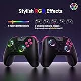 EasySMX X05 Wireless Controller PC con RGB Luce- Joystick/Trigger Hall- Batteria Ricaricabile da 750mAh- Vibrazione- Turbo per PC/Switch/Mobile- Joystick Compatible con Black Myth: Wukong- Nero