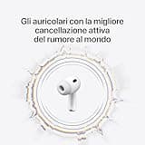 Apple AirPods Pro 3, Cancellazione attiva del rumore, Rilevamento della frequenza cardiaca, Cuffie Bluetooth, Audio spaziale, Suono ad alta fedeltà, Ricarica USB-C​​​​​​​