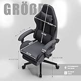 Dowinx Sedia da gaming da ufficio, in tessuto, con cuscino primaverile, azione massaggiante, poggiatesta, ergonomica, con poggiapiedi (grigio)