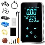 HyAdierTech Compressore Aria Portatile, 150PSI Gonfiatore Elettrico Portatile con Manometro, Elettrico Pompa Elettrica, Mini Compressore Pneumatici Ricaricabili con Luce LED per Moto Bici Palla