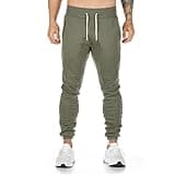 Yageshark - Pantaloni da jogging da uomo, in cotone, per fitness, slim fit, per il tempo libero, verde, L/sottile