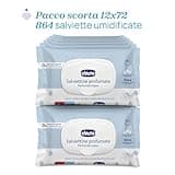Chicco Salviette multiuso per neonati con placca senza alcool, profumate per pelli sensibili, confezione multipla da 864 salviette, 12 confezioni da 72 panni