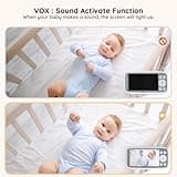 BOIFUN Baby Monitor, Videocamera Neonati Schermo da 4 '', 2000mAh Batteria Ricaricabile, VOX Rilevamento Del Suono, Rilevazione della temperatura e dell'umidità, Visione Notturna, Supporto Ninne Nanne