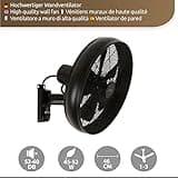 LUCCI AIR Breeze Ventilatore da Parete con Telecomando, Acciaio, Nero