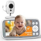 BOIFUN Baby Monitor, Videocamera Neonati Schermo da 4 '', 2000mAh Batteria Ricaricabile, VOX Rilevamento Del Suono, Rilevazione della temperatura e dell'umidità, Visione Notturna, Supporto Ninne Nanne