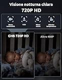 GHB Baby Monitor Video e Audio 5'', 350° Telecamera 720HD IPS Schermo, 5000mAh, Monitoraggio Temperatura, Audio Bidirezionale,VOX, Visione Notturna,Ninne Nanne