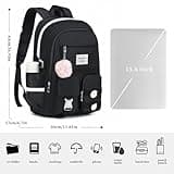 YAMTION Zaino da scuola per ragazze adolescenti, zaino per laptop da 15,6 pollici, borsa per libri per studenti delle scuole medie universitarie, carino borsa da scuola per donne