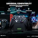 Controller per PC/ Switch, con Base di Ricarica, 1000Hz Polling Rate, Hall Joystick, 3 Modalità - 2.4GHz/BT/Cavo, Batteria 800mAh, Turbo, Vibrazione, Controller Gaming per PC/NS/Switch 2/iOS/Android