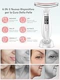Massaggiatore Viso Lifting Elettrico Antirughe: Dispositivo di Bellezza a 5℃ del Freddo e 45℃ Terapia del Caldo - Face Massager con 6 Modi 4 LED - EMS Lifting Gua Sha Massaggio Rassodante Collo Viso
