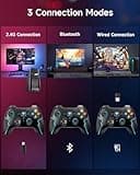 EasySMX Controller PC Wireless Bluetooth Gamepad con Trigger Hall e Doppia Vibrazione e Funzione Turbo, Compatibile con PC/PS3/Switch/Telefono Cellulare/Tablet/Laptop -Blu