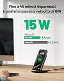 Caricatore Wireless, INIU 15W Certificato Qi Ricarica Rapida Wireless Phone Charger Holder Wireless Luce adattiv Supporto Telefono per iPhone 16 15 14 13 12 11 Pro Max Samsung Galaxy Google Pixel