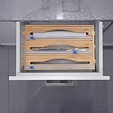 Relaxdays Taglia Pellicola da Cucina, Dispenser a Muro Porta Carta Forno e Stagnola, 23,5 x 39 x 9 cm, bambù, Naturale