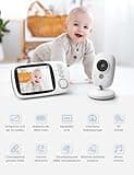 GHB Baby Monitor Video 3.2'' 1000mAh Batteria Videocamera con Sensore di Temperatura e VOX 8 Ninne Nanne Interfono a Due Voci da Attivazione Vocale