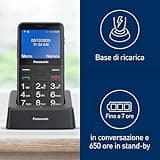 Panasonic KX-TU155EXBN Cellulare per Anziani, Pulsante SOS, Pulsanti Grandi, Compatibile Apparecchi Acustici, Bluetooth, Radio FM, Fotocamera, Base di Ricarica, Nero