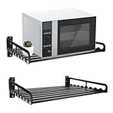 Ladieshow Mensola da Muro Forno Microonde, Mensola per Microonde Salvaspazio, Supporto Microonde da Parete, Mensola da Parete per Forno a Microonde, Scaffale da Cucina per Microonde con Ripiani（nero）
