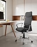 SONGMICS Sedia da Ufficio, Sedia da Scrivania Ergonomica, Girevole, Seduta Imbottito, Regolabile in Altezza e Inclinabile, Portata di 120 kg, Nero OBN034B01